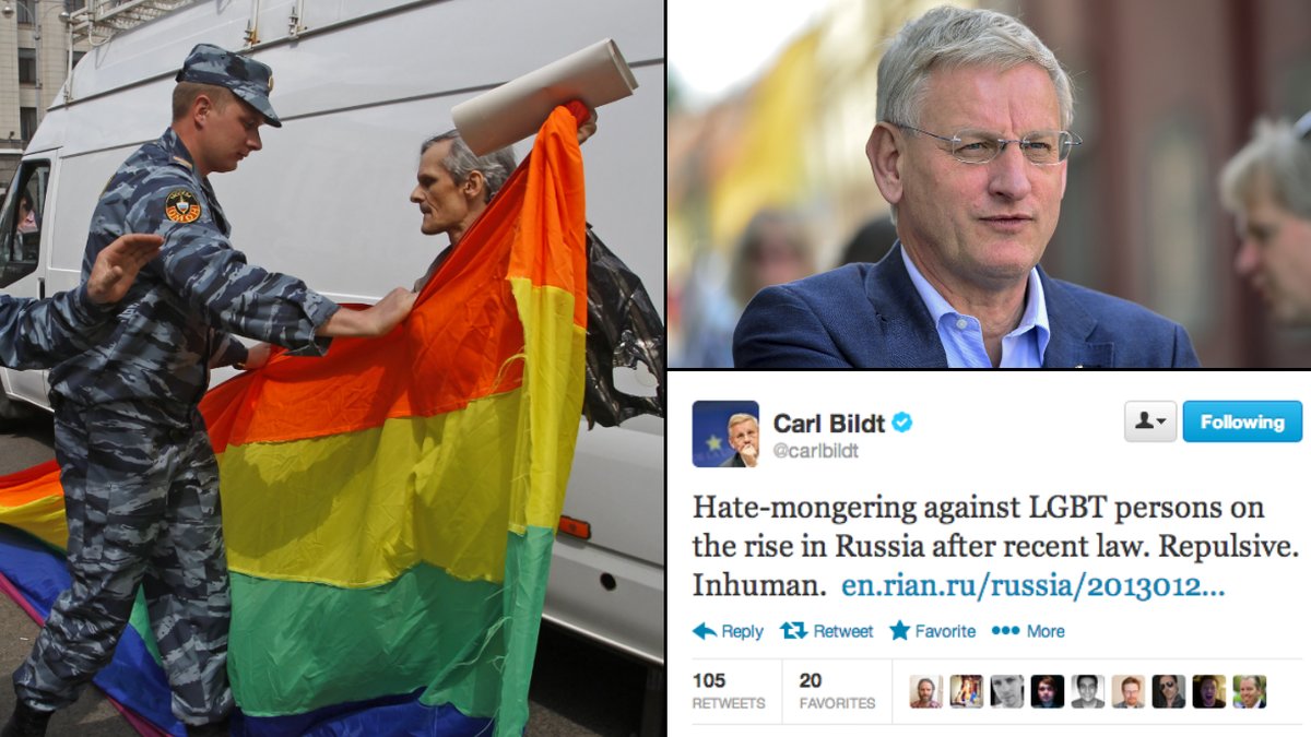 Nu tar Bildt ställning mot Rysslands antigaylagar.